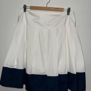 Banana Republic white pleated skirt with navy blue
